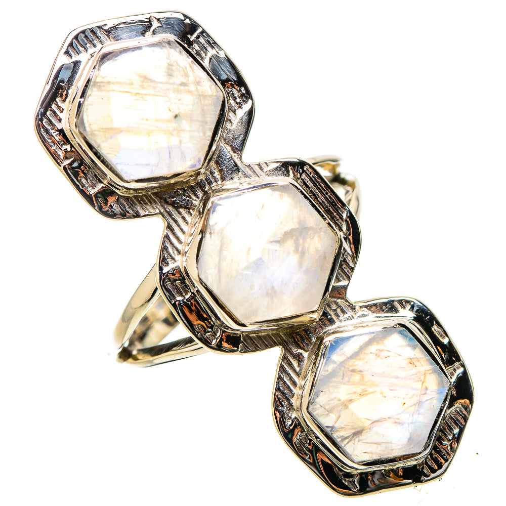 Rainbow Moonstone Rings handcrafted by Ana Silver Co - RING131306 - Photo 2