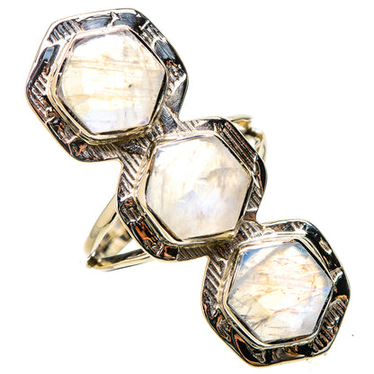 Rainbow Moonstone Rings handcrafted by Ana Silver Co - RING131306 - Photo 2