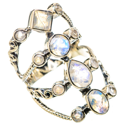 Rainbow Moonstone Rings handcrafted by Ana Silver Co - RING131307 - Photo 2