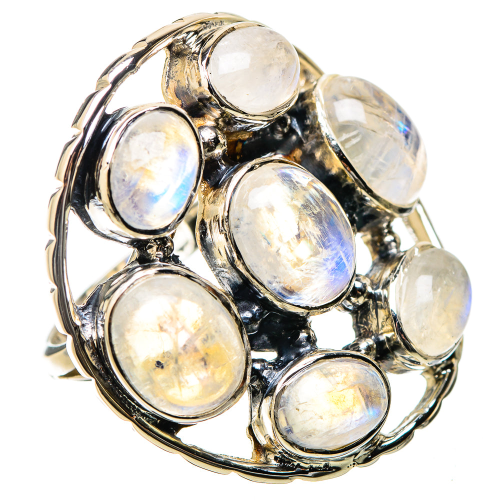 Rainbow Moonstone Rings handcrafted by Ana Silver Co - RING131309 - Photo 2