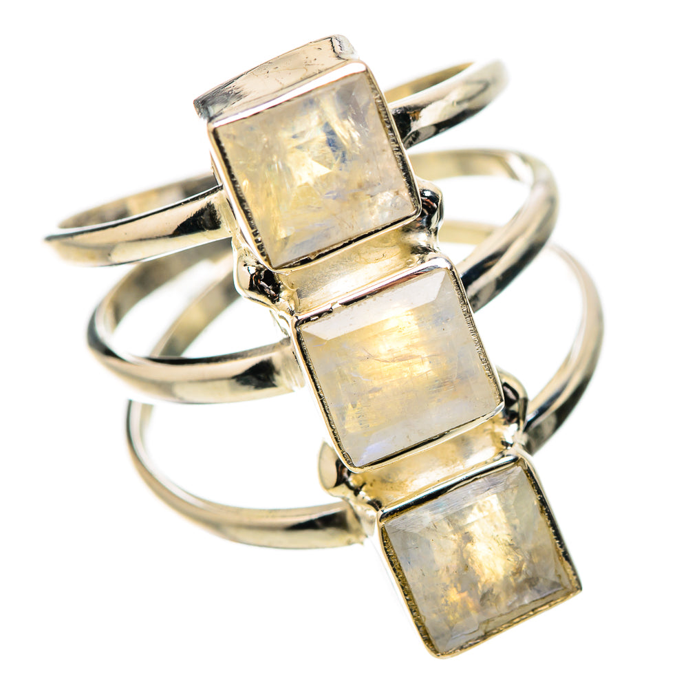 Rainbow Moonstone Rings handcrafted by Ana Silver Co - RING131338 - Photo 2