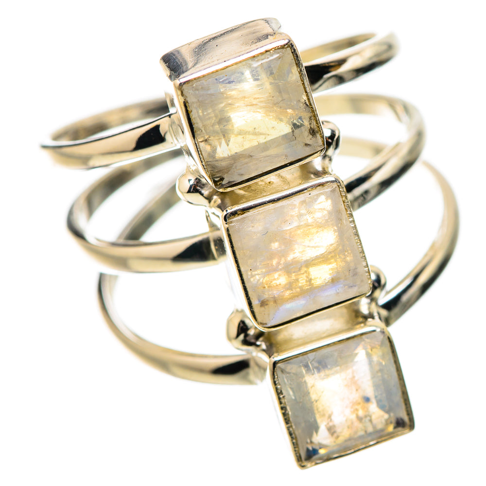 Rainbow Moonstone Rings handcrafted by Ana Silver Co - RING131351 - Photo 2