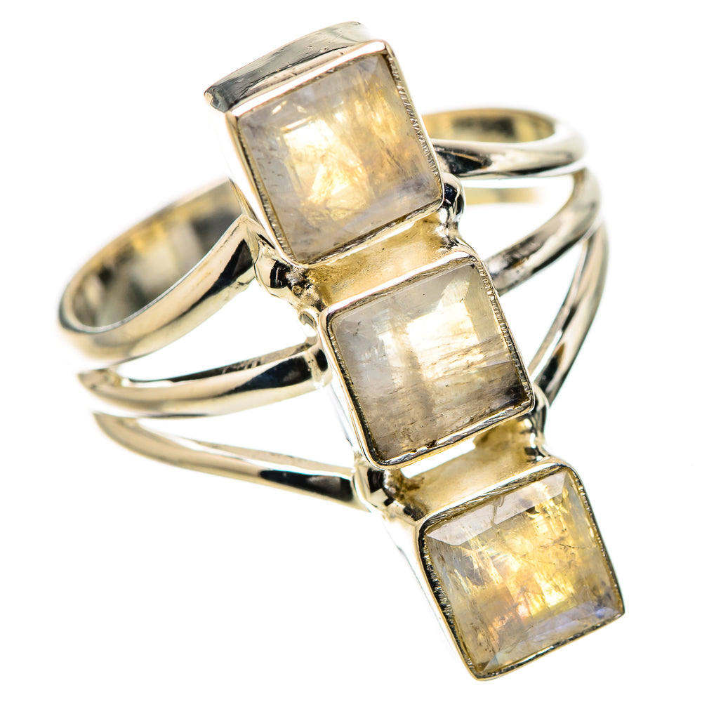 Rainbow Moonstone Rings handcrafted by Ana Silver Co - RING131352 - Photo 2