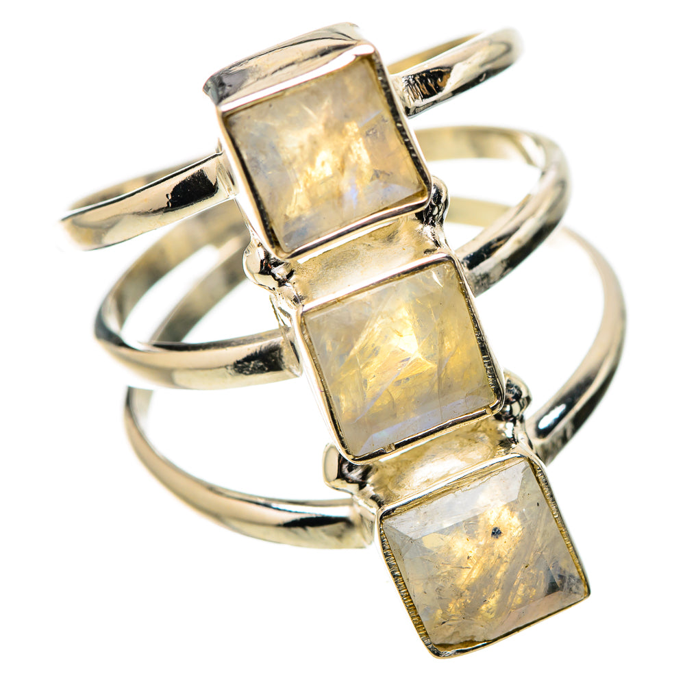 Rainbow Moonstone Rings handcrafted by Ana Silver Co - RING131374 - Photo 2