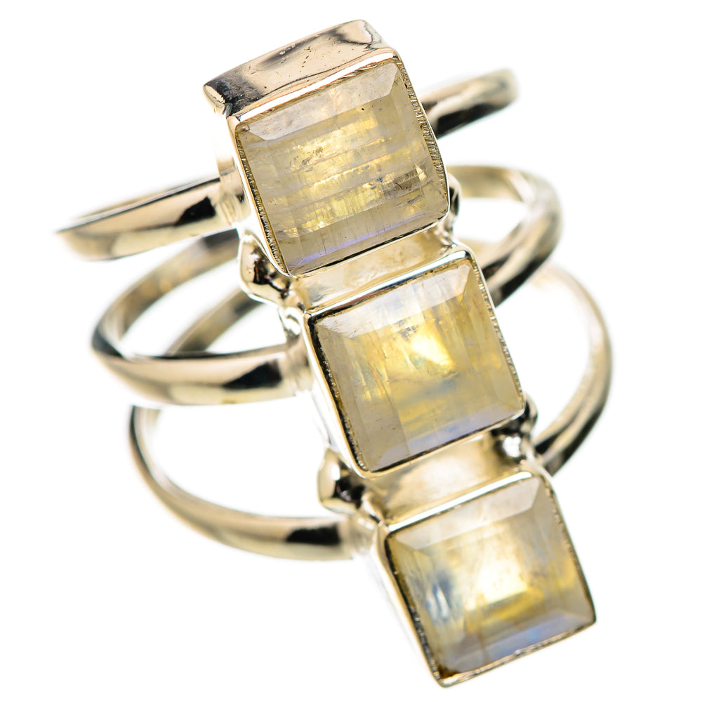 Rainbow Moonstone Rings handcrafted by Ana Silver Co - RING131387 - Photo 2