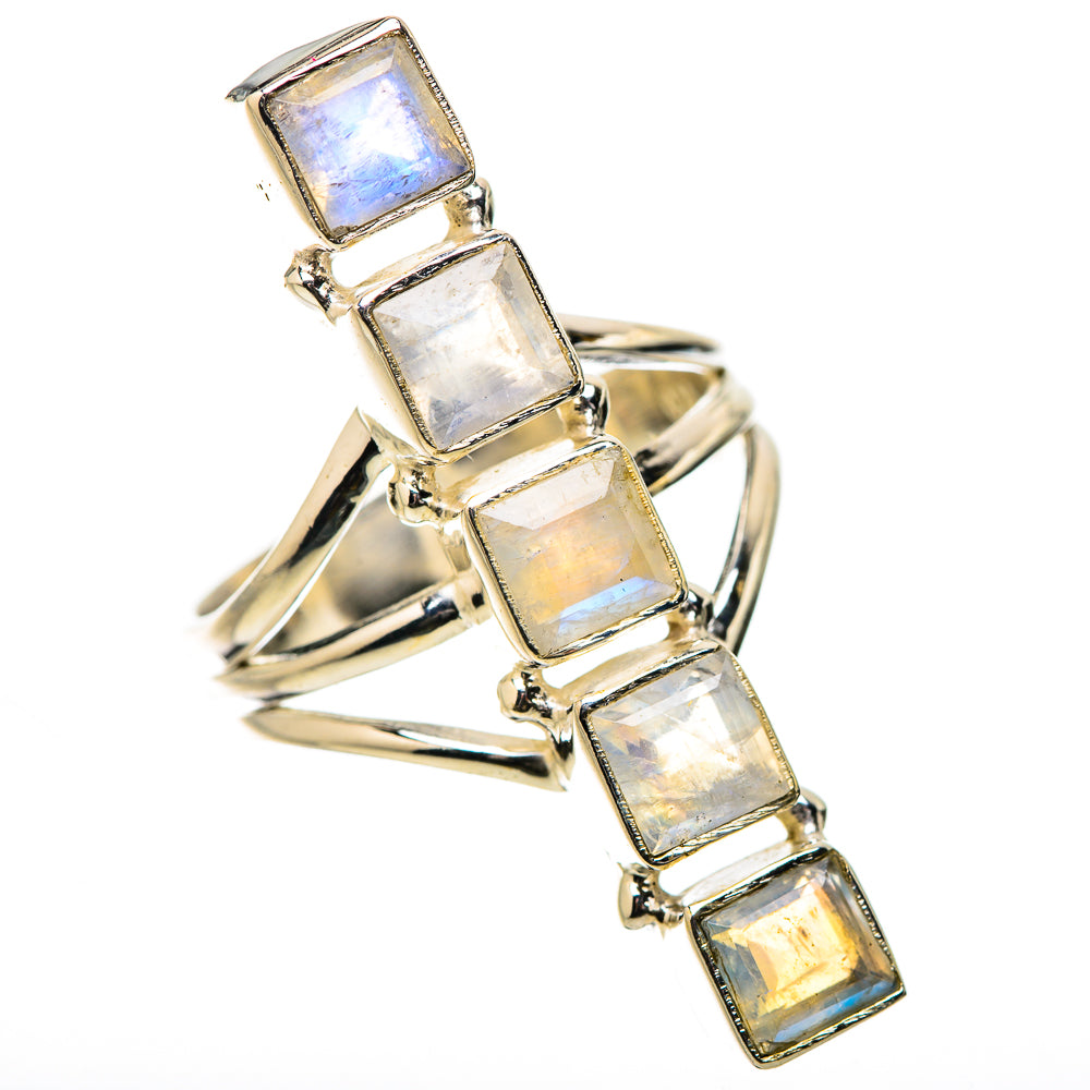 Rainbow Moonstone Rings handcrafted by Ana Silver Co - RING131405 - Photo 2