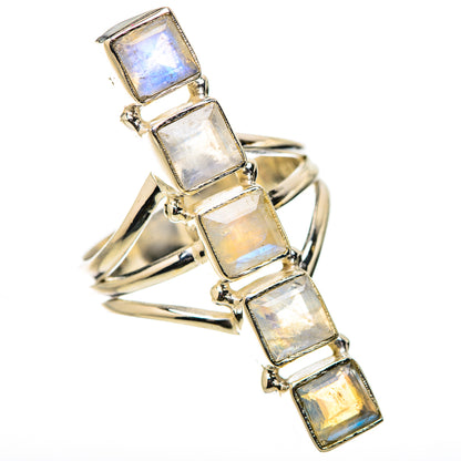Rainbow Moonstone Rings handcrafted by Ana Silver Co - RING131405 - Photo 2