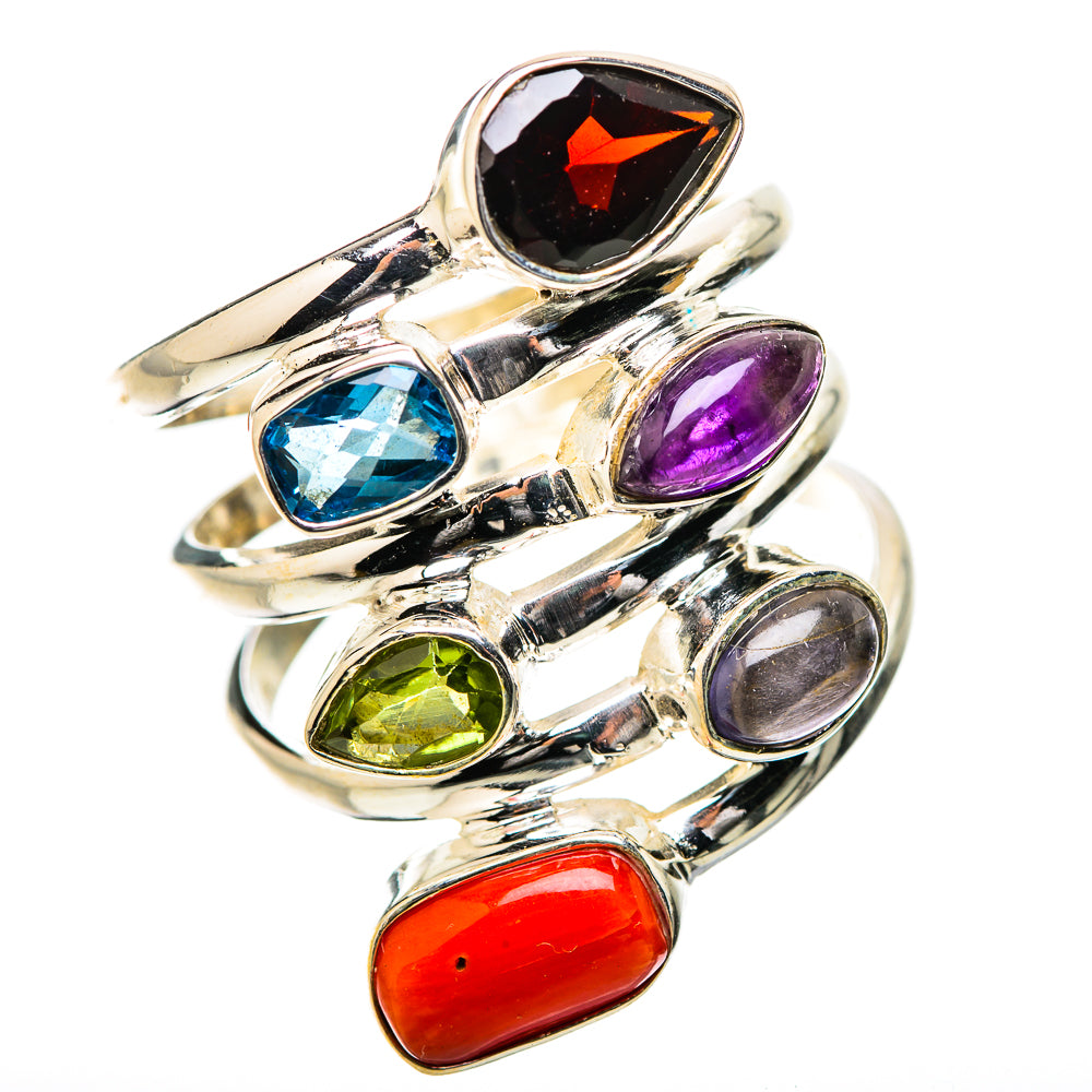 Red Coral Rings handcrafted by Ana Silver Co - RING131406 - Photo 2