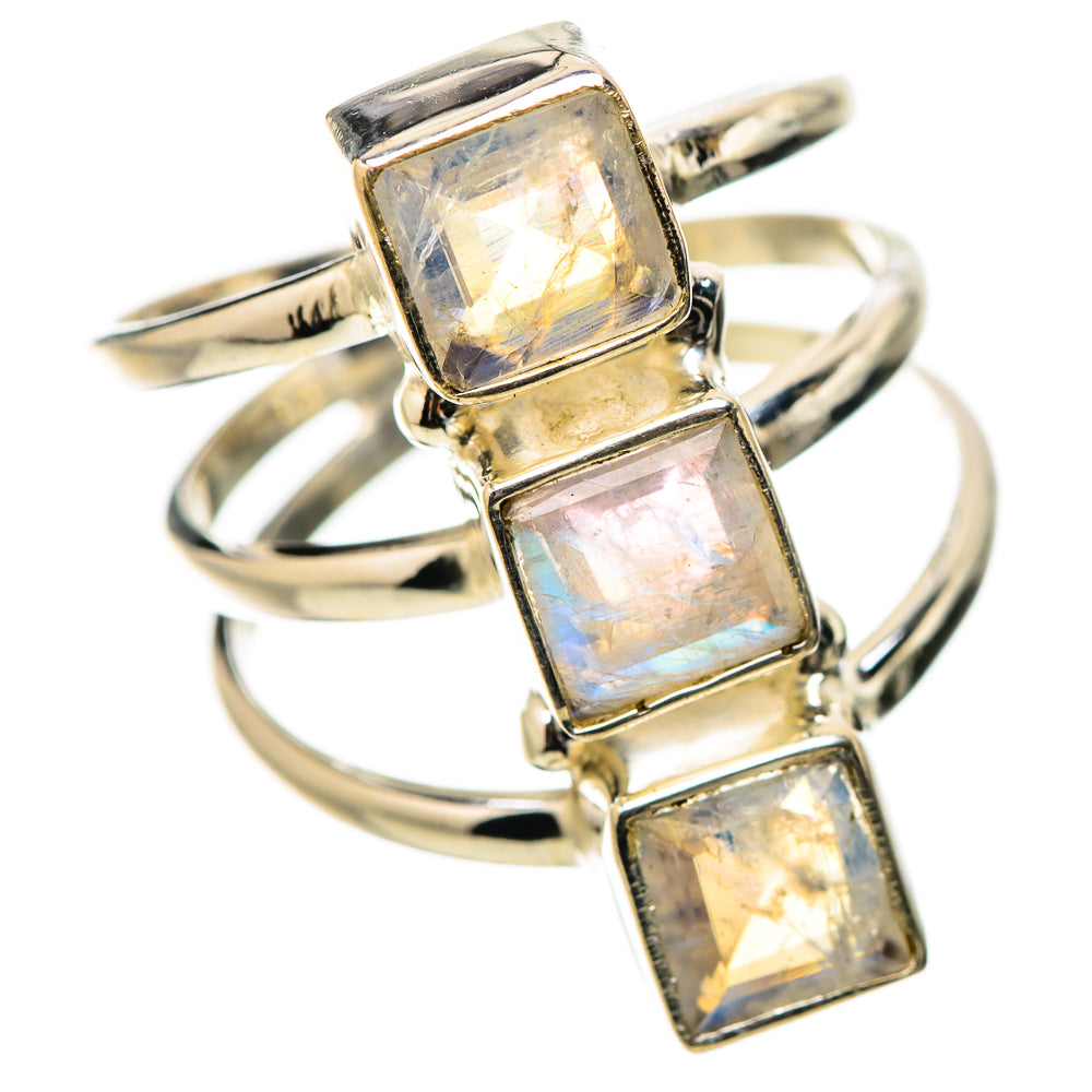 Rainbow Moonstone Rings handcrafted by Ana Silver Co - RING131438 - Photo 2