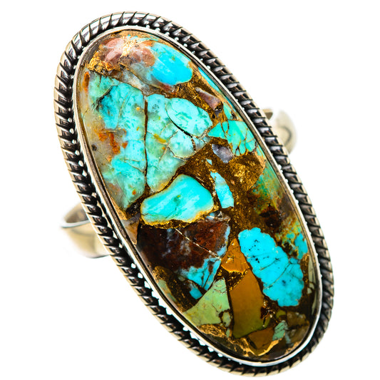 Kingman Mohave Turquoise Rings handcrafted by Ana Silver Co - RING131460 - Photo 2