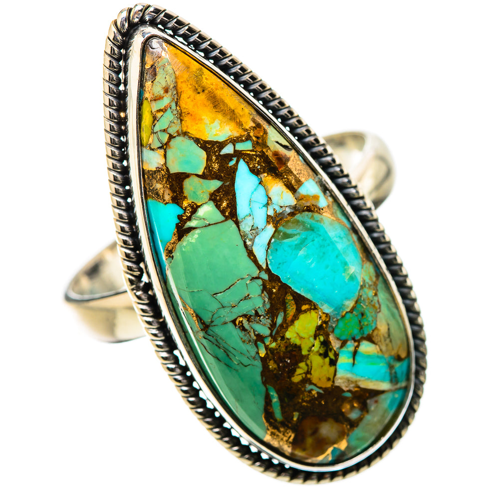 Kingman Mohave Turquoise Rings handcrafted by Ana Silver Co - RING131461 - Photo 2