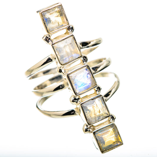Rainbow Moonstone Rings handcrafted by Ana Silver Co - RING131518 - Photo 2