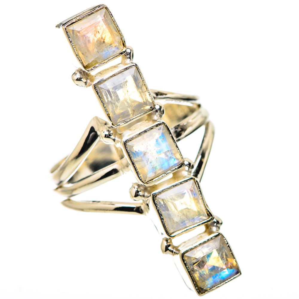 Rainbow Moonstone Rings handcrafted by Ana Silver Co - RING131540 - Photo 2