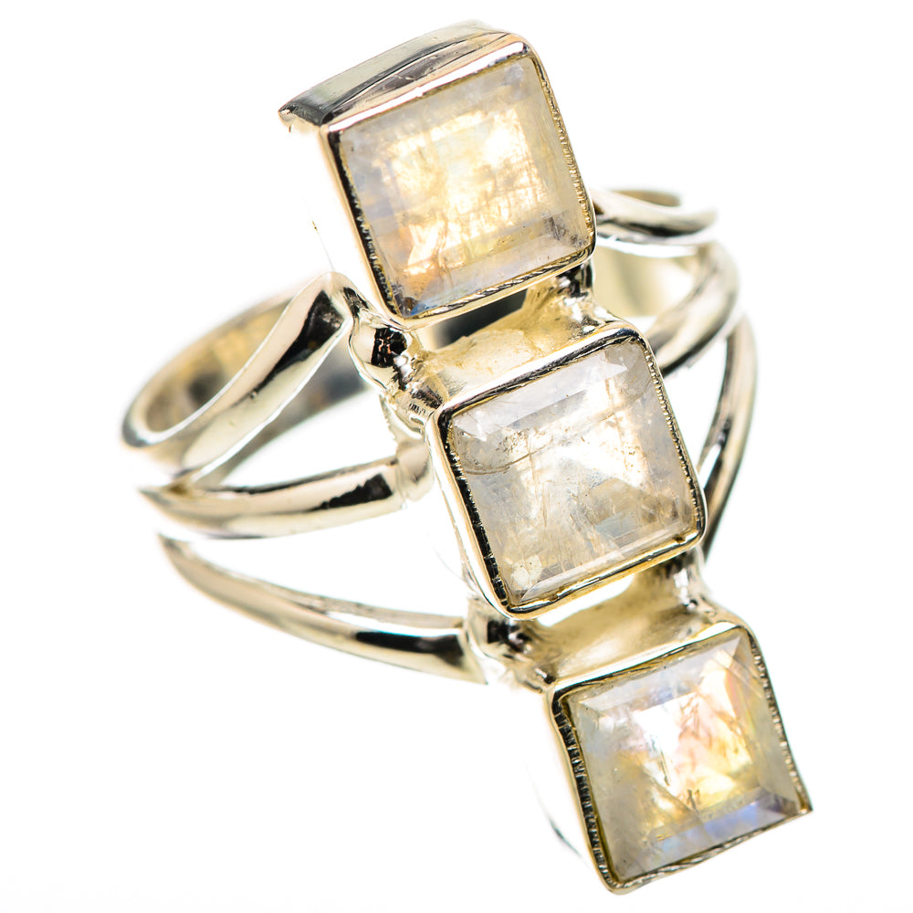 Rainbow Moonstone Rings handcrafted by Ana Silver Co - RING131555 - Photo 2