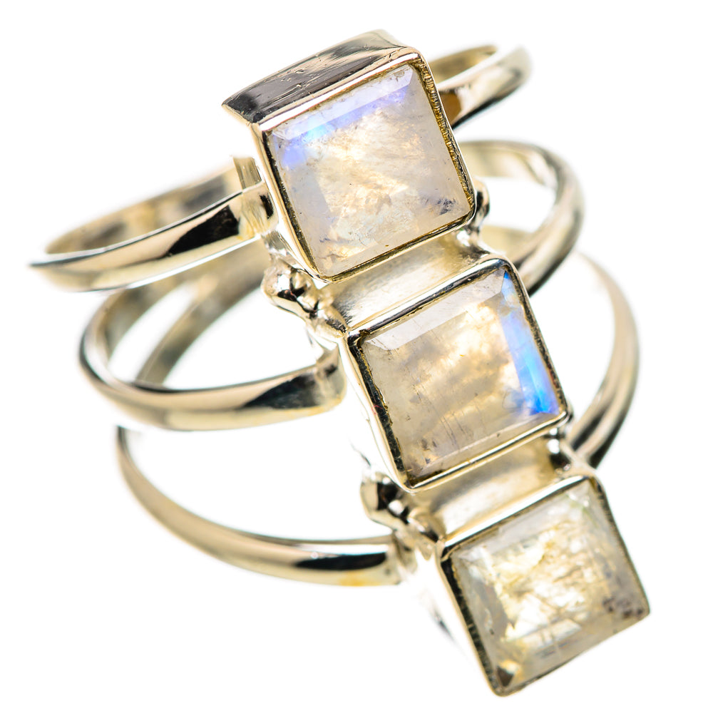 Rainbow Moonstone Rings handcrafted by Ana Silver Co - RING131556 - Photo 2