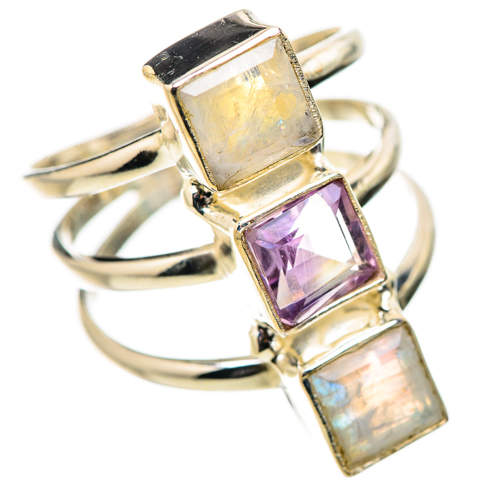 Rainbow Moonstone Rings handcrafted by Ana Silver Co - RING131580 - Photo 2