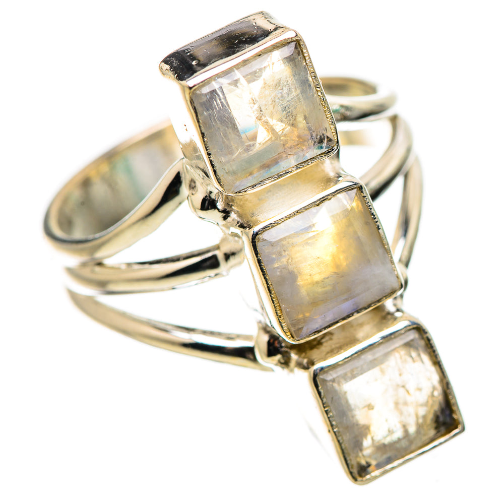 Rainbow Moonstone Rings handcrafted by Ana Silver Co - RING131583 - Photo 2
