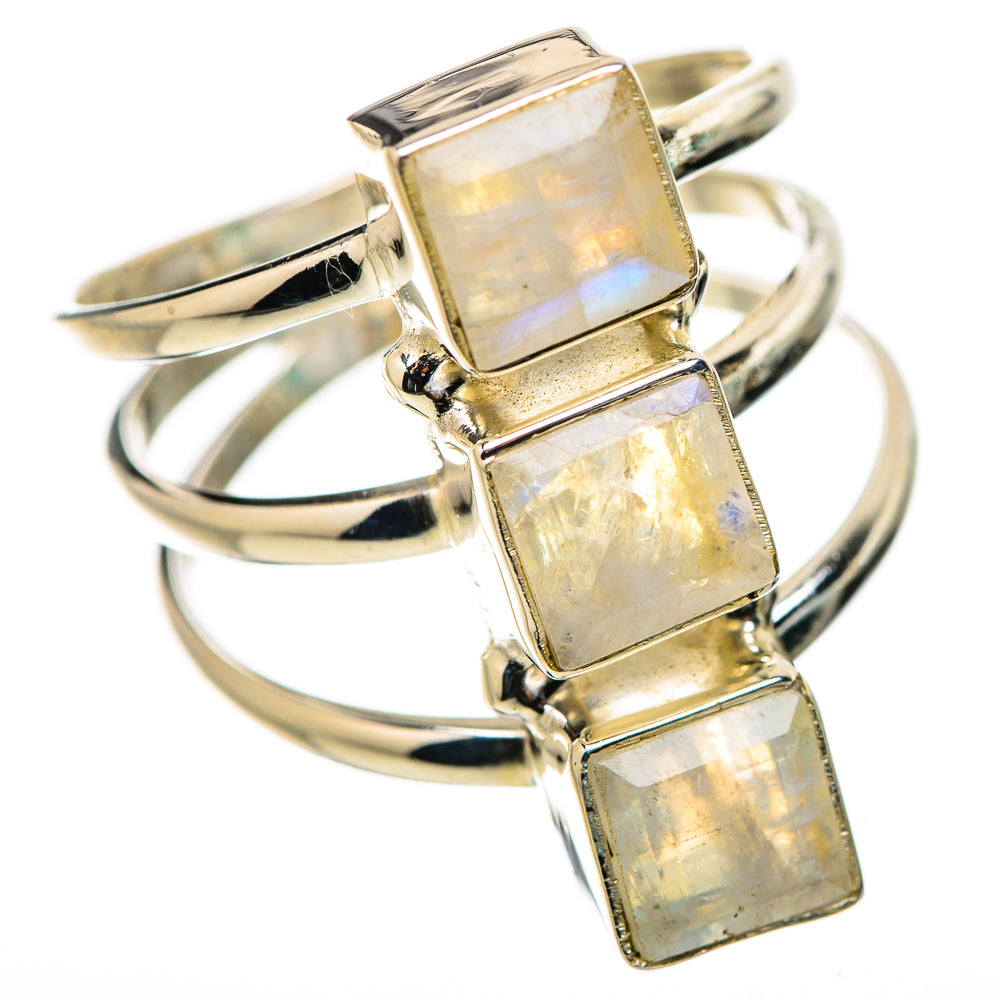 Rainbow Moonstone Rings handcrafted by Ana Silver Co - RING131584 - Photo 2