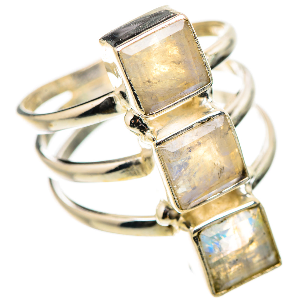 Rainbow Moonstone Rings handcrafted by Ana Silver Co - RING131597 - Photo 2