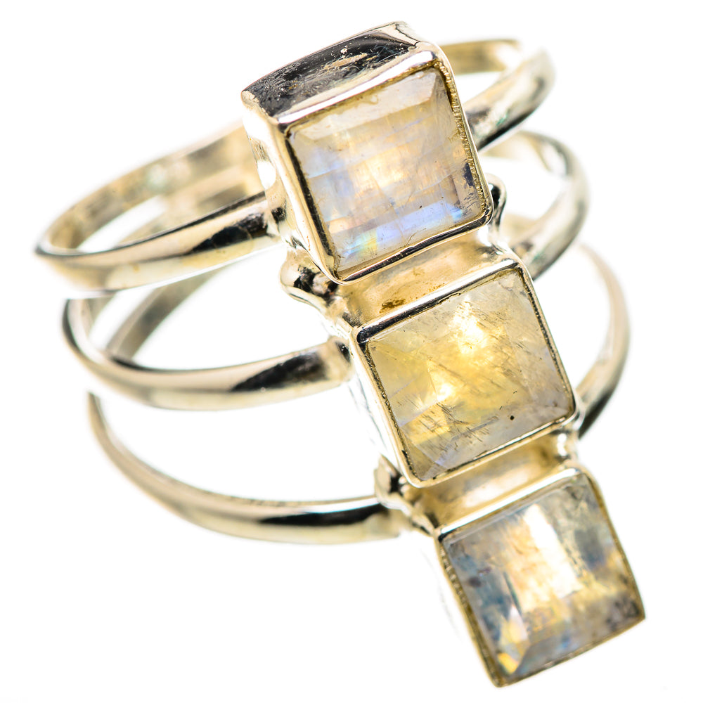 Rainbow Moonstone Rings handcrafted by Ana Silver Co - RING131608 - Photo 2