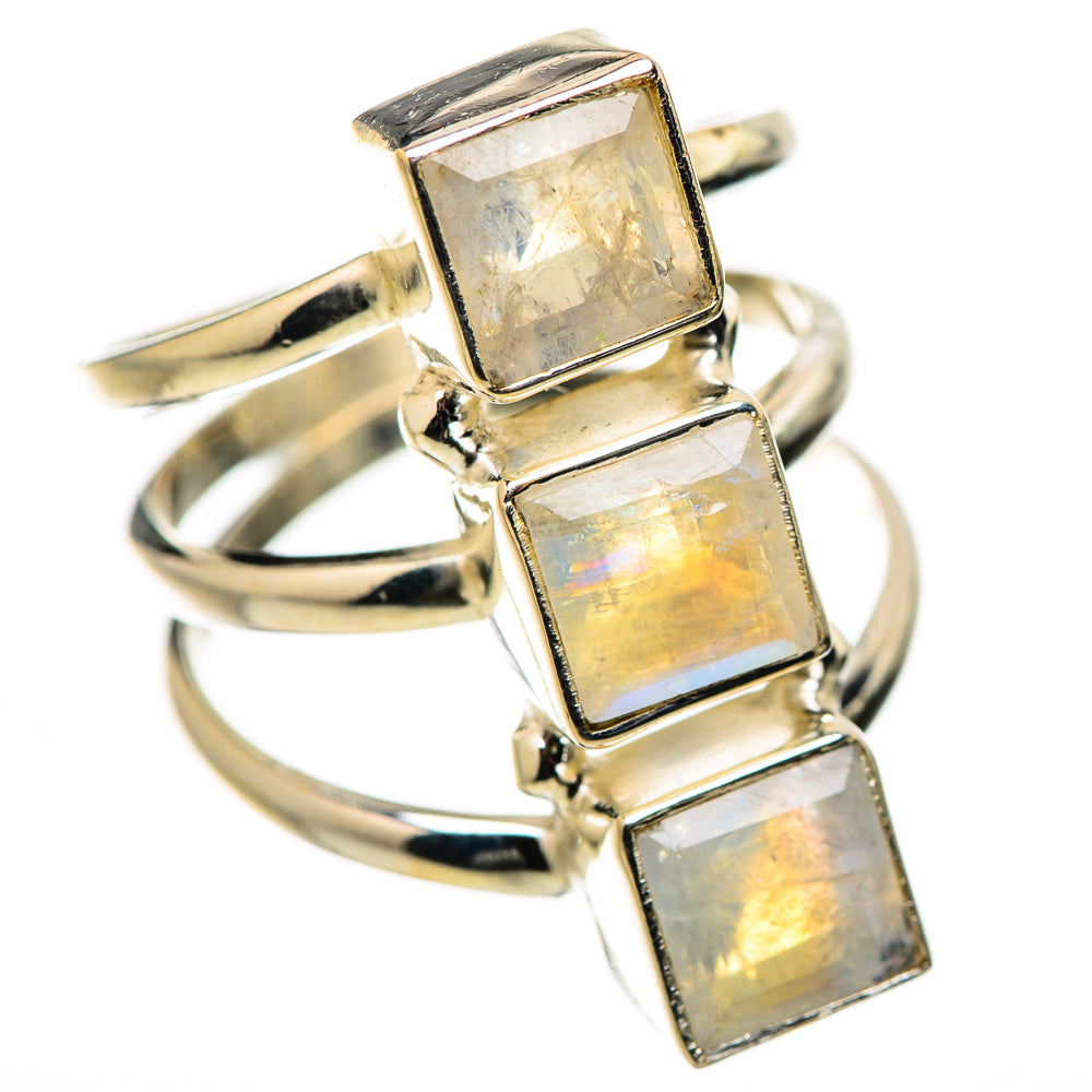 Rainbow Moonstone Rings handcrafted by Ana Silver Co - RING131622 - Photo 2