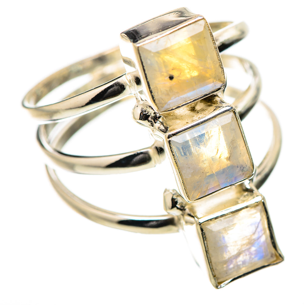 Rainbow Moonstone Rings handcrafted by Ana Silver Co - RING131623 - Photo 2