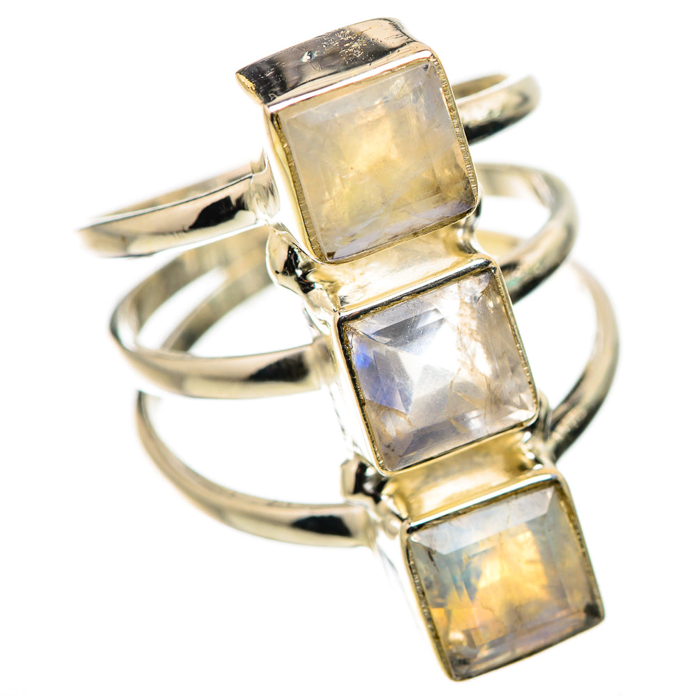 Rainbow Moonstone Rings handcrafted by Ana Silver Co - RING131628 - Photo 2
