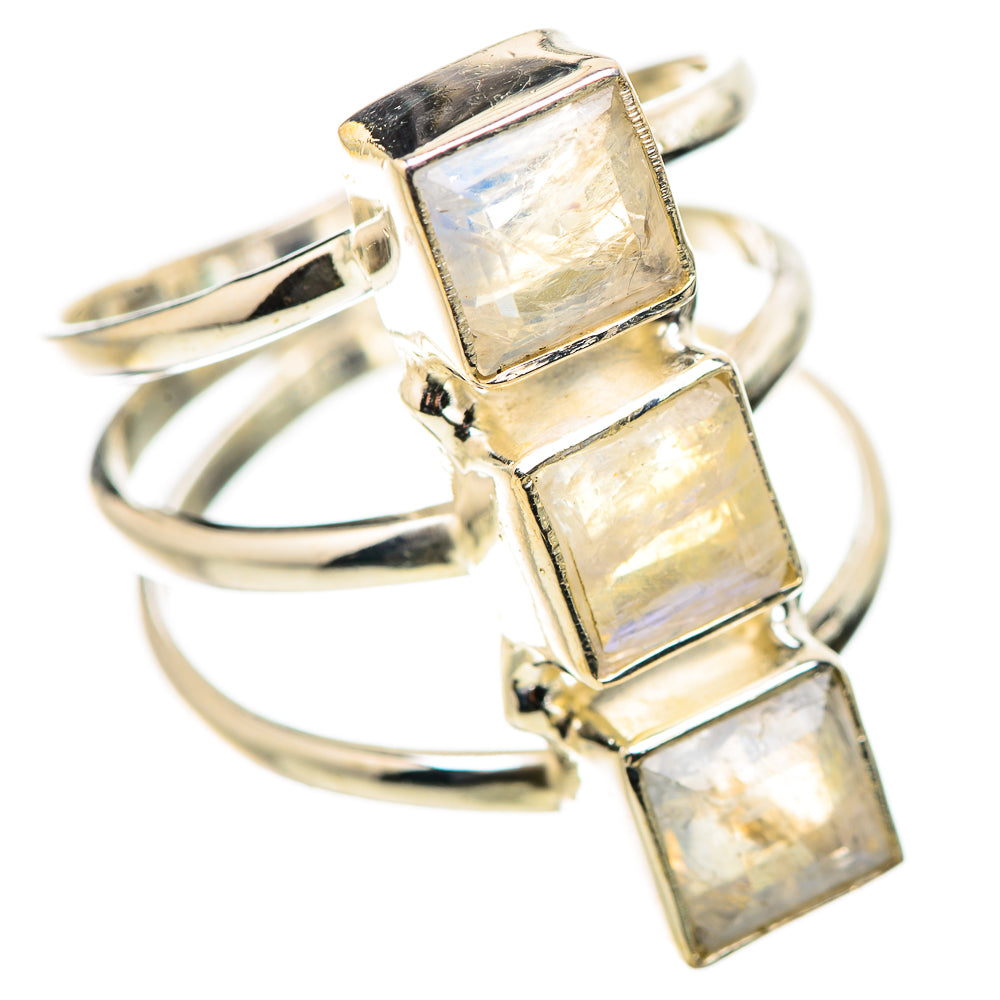 Rainbow Moonstone Rings handcrafted by Ana Silver Co - RING131635 - Photo 2