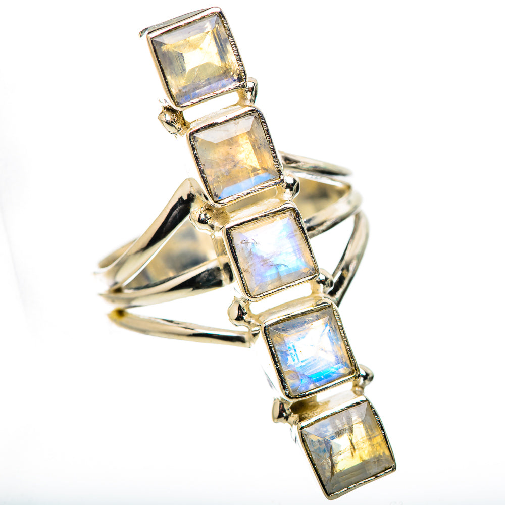 Rainbow Moonstone Rings handcrafted by Ana Silver Co - RING131657 - Photo 2