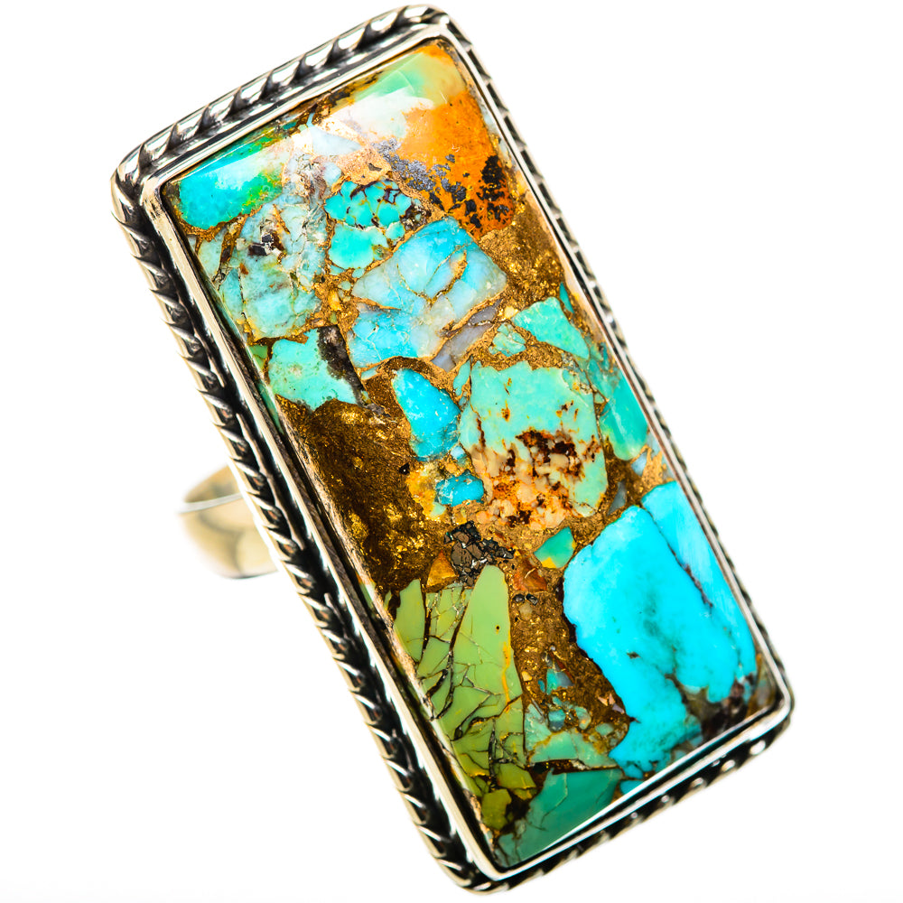 Kingman Mohave Turquoise Rings handcrafted by Ana Silver Co - RING131681 - Photo 2