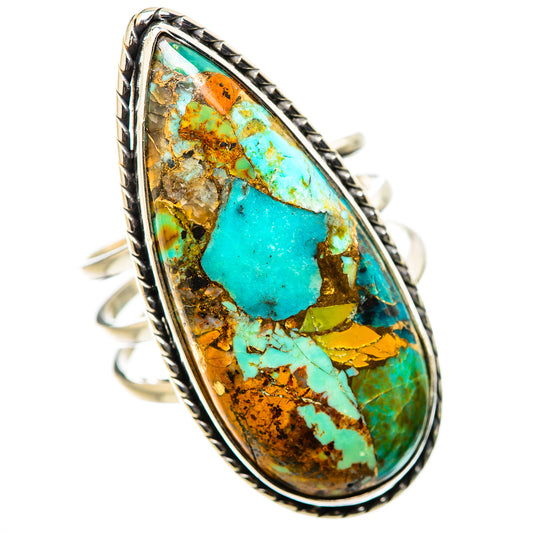 Kingman Mohave Turquoise Rings handcrafted by Ana Silver Co - RING131682 - Photo 2