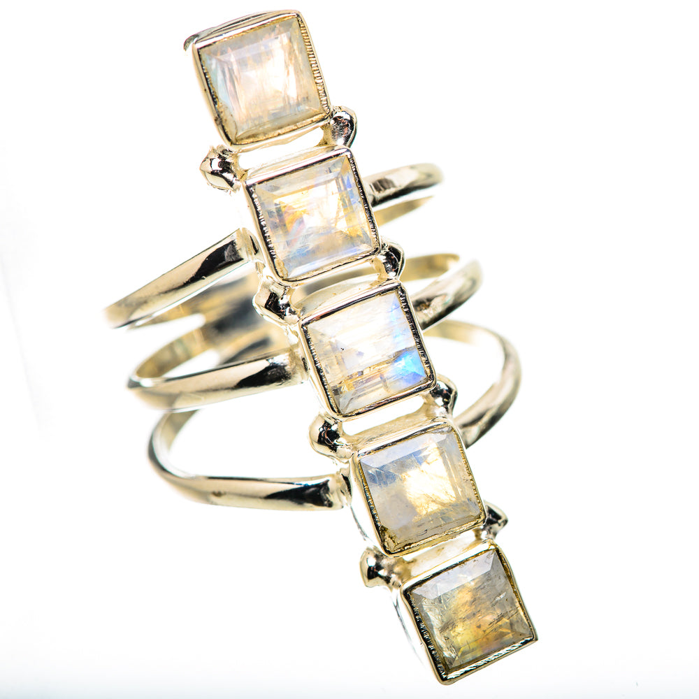 Rainbow Moonstone Rings handcrafted by Ana Silver Co - RING131698 - Photo 2