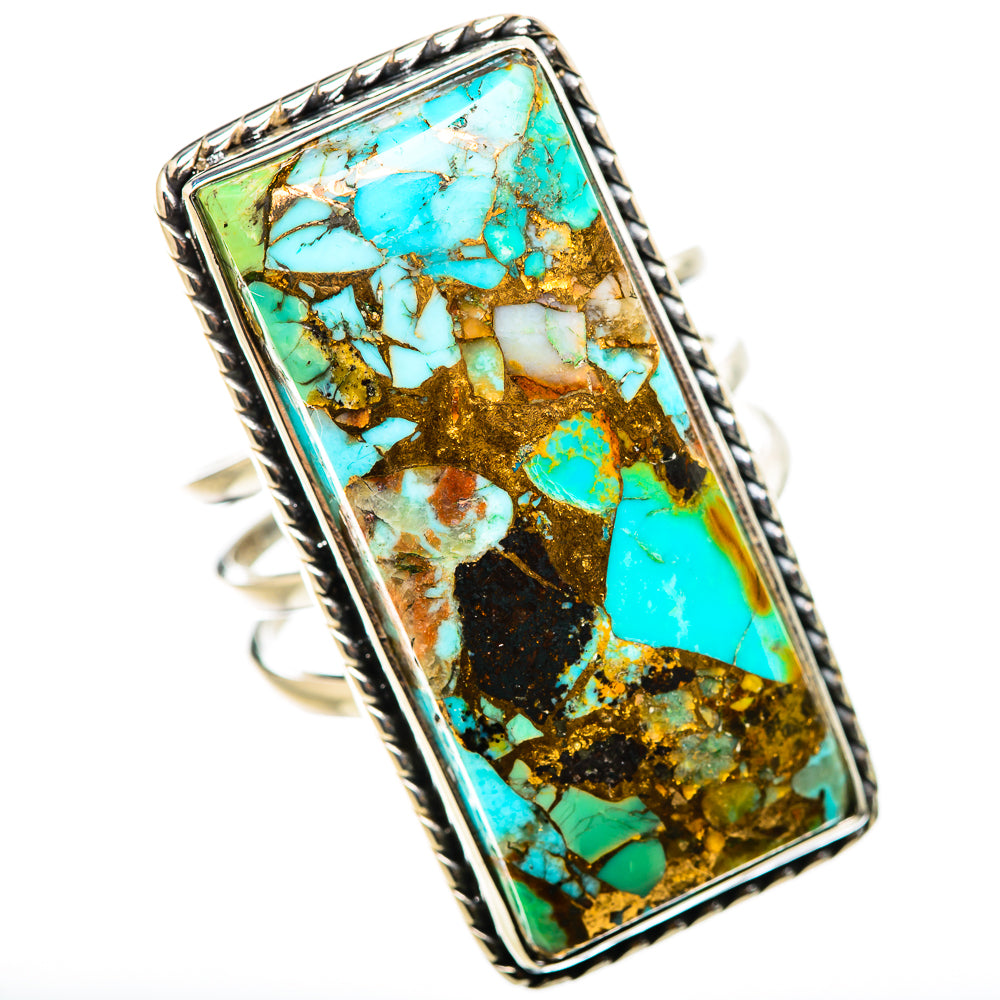 Kingman Mohave Turquoise Rings handcrafted by Ana Silver Co - RING131716 - Photo 2