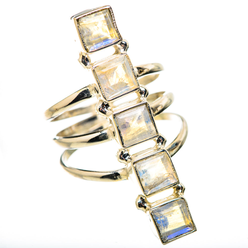 Rainbow Moonstone Rings handcrafted by Ana Silver Co - RING131730 - Photo 2