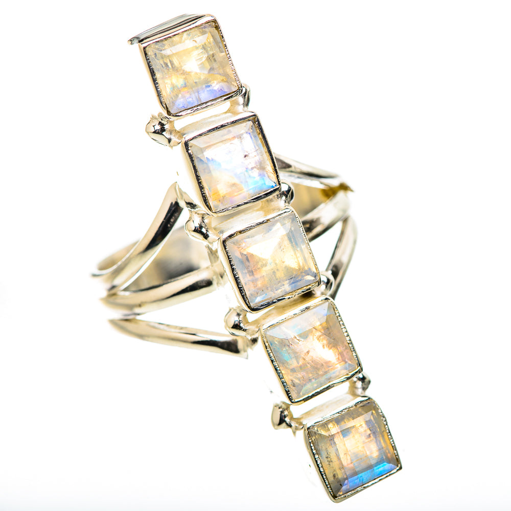 Rainbow Moonstone Rings handcrafted by Ana Silver Co - RING131731 - Photo 2