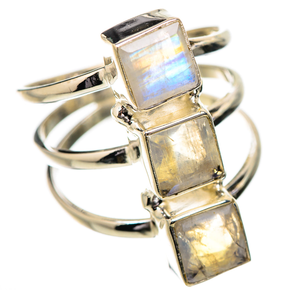 Rainbow Moonstone Rings handcrafted by Ana Silver Co - RING131758 - Photo 2
