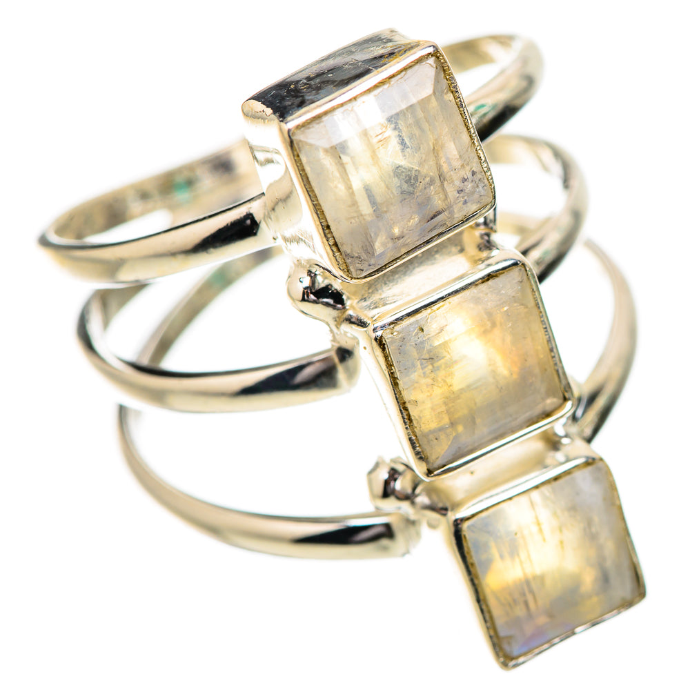 Rainbow Moosntone Rings handcrafted by Ana Silver Co - RING131787 - Photo 2
