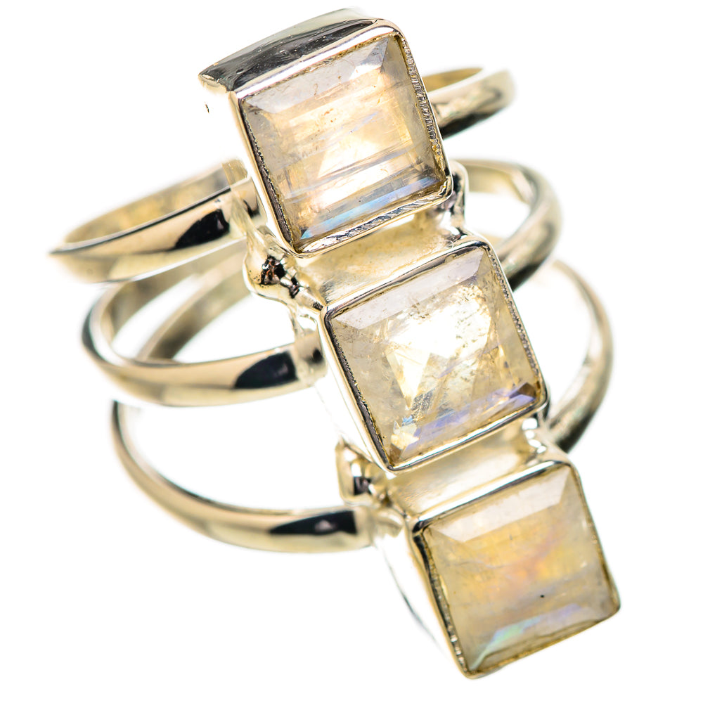Rainbow Moonstone Rings handcrafted by Ana Silver Co - RING131803 - Photo 2