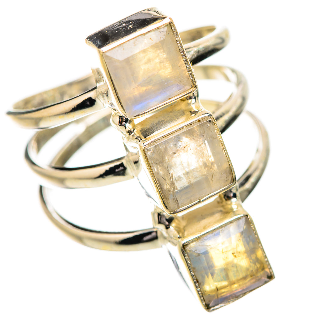 Rainbow Moonstone Rings handcrafted by Ana Silver Co - RING131825 - Photo 2