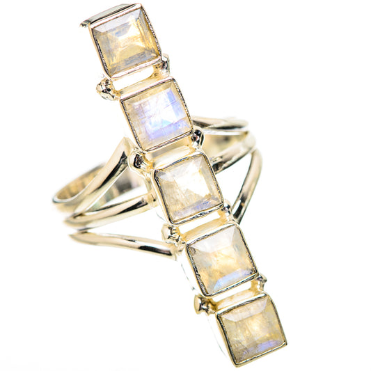 Rainbow Moonstone Rings handcrafted by Ana Silver Co - RING131844 - Photo 2