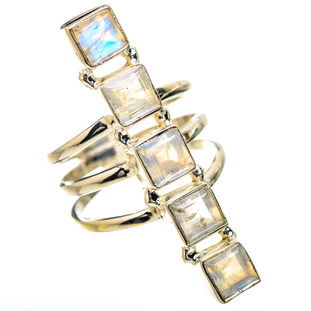 Rainbow Moonstone Rings handcrafted by Ana Silver Co - RING131867 - Photo 2
