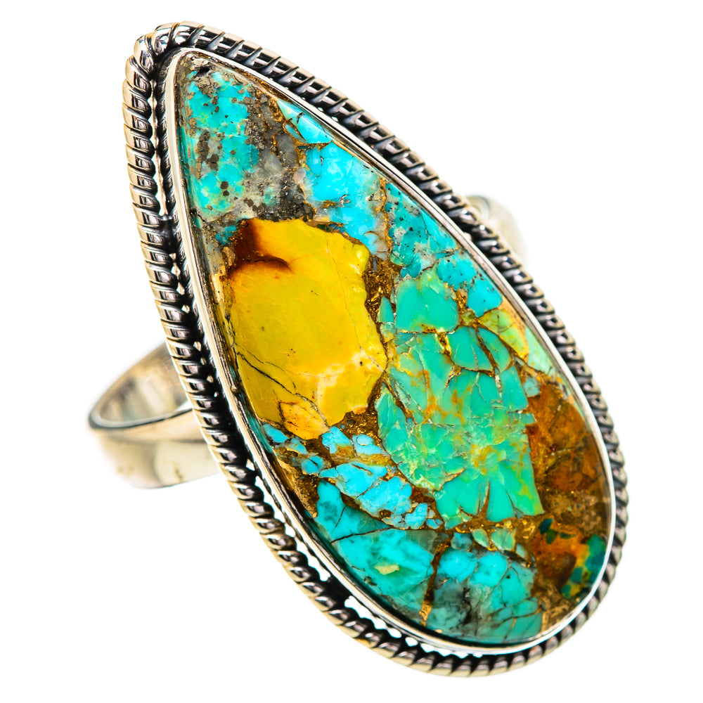 Kingman Mohave Turquoise Rings handcrafted by Ana Silver Co - RING131899 - Photo 2