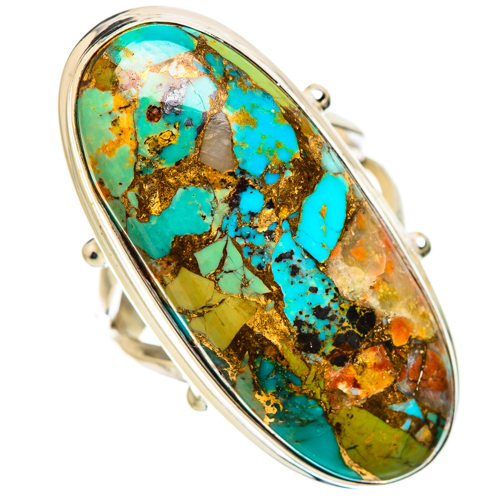 925 sterling silver ring with oval turquoise inlay stone, openwork gallery and prongs