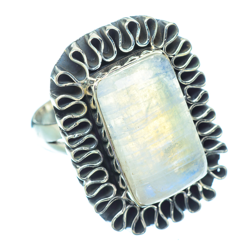 Rainbow Moonstone Rings handcrafted by Ana Silver Co - RING13191