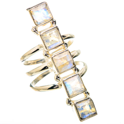 Rainbow Moonstone Rings handcrafted by Ana Silver Co - RING131926 - Photo 2