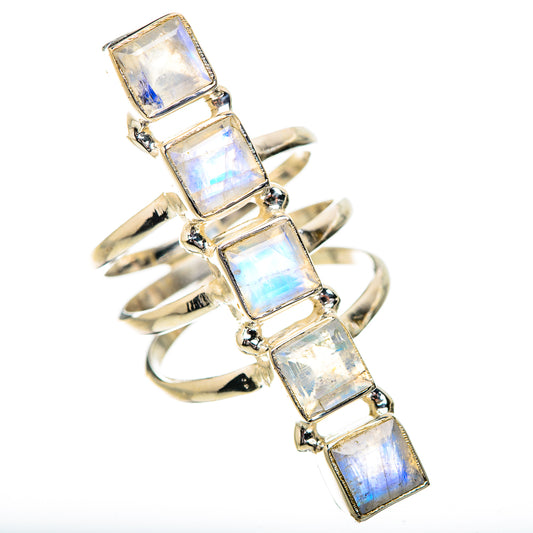 Rainbow Moonstone Rings handcrafted by Ana Silver Co - RING131943 - Photo 2