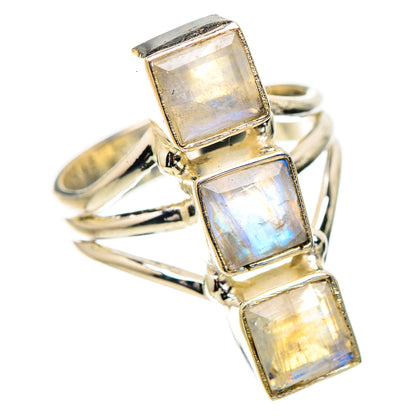 Rainbow Moonstone Rings handcrafted by Ana Silver Co - RING132008 - Photo 2