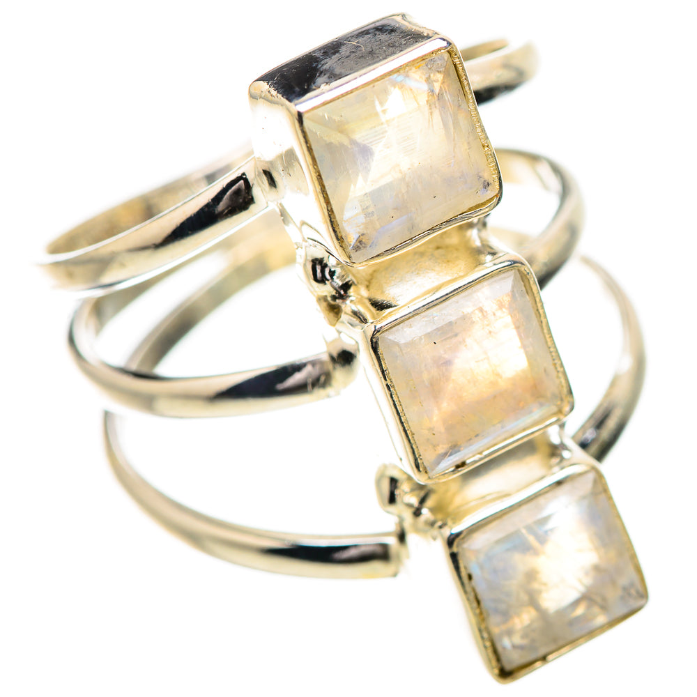 Rainbow Moonstone Rings handcrafted by Ana Silver Co - RING132009 - Photo 2