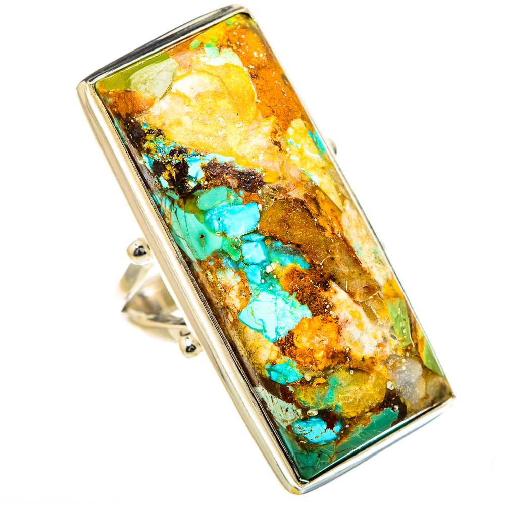 Kingman Mohave Turquoise Rings handcrafted by Ana Silver Co - RING132052 - Photo 2