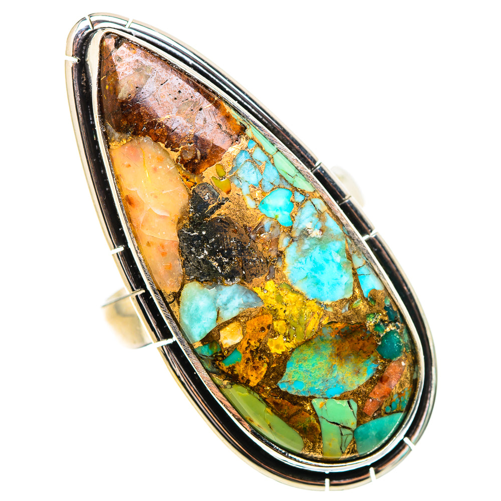 Kingman Mohave Turquoise Rings handcrafted by Ana Silver Co - RING132054 - Photo 2